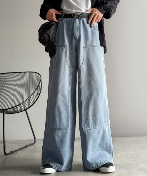 Classical Origin（クラシカルオリジン）の「ダブルニー仕様ワイドペインターデニム／Double Knee Wide Painter Denim（デニムパンツ・メンズ・その他1/ライトブルー/ブラック・MEDIUM/LARGE/SMALL）」の10枚目の写真