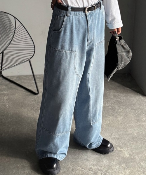 Classical Origin（クラシカルオリジン）の「ダブルニー仕様ワイドペインターデニム／Double Knee Wide Painter Denim（デニムパンツ・メンズ・その他1/ライトブルー/ブラック・MEDIUM/LARGE/SMALL）」の11枚目の写真