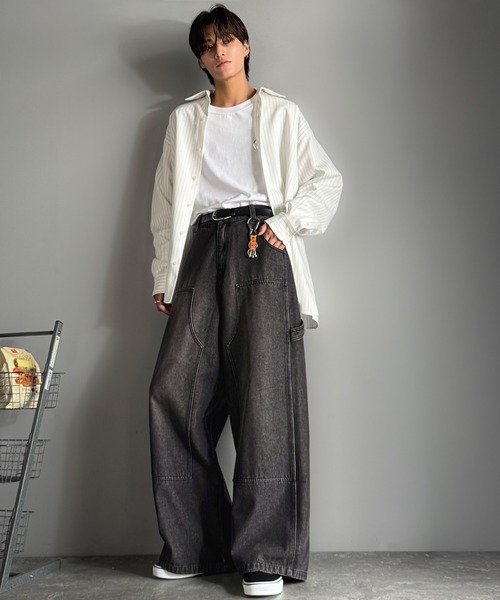 Classical Origin（クラシカルオリジン）の「ダブルニー仕様ワイドペインターデニム／Double Knee Wide Painter Denim（デニムパンツ・メンズ・その他1/ライトブルー/ブラック・MEDIUM/LARGE/SMALL）」の8枚目の写真