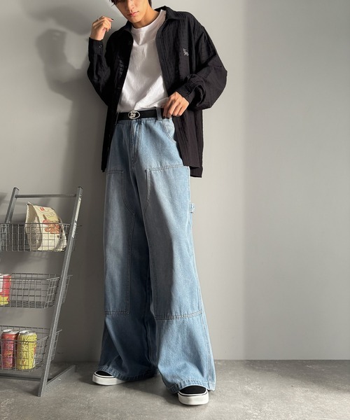 Classical Origin（クラシカルオリジン）の「ダブルニー仕様ワイドペインターデニム／Double Knee Wide Painter Denim（デニムパンツ・メンズ・その他1/ライトブルー/ブラック・MEDIUM/LARGE/SMALL）」の12枚目の写真
