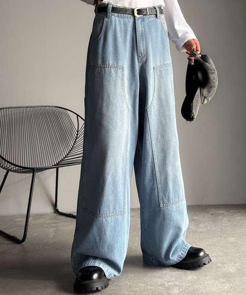 Classical Origin（クラシカルオリジン）の「ダブルニー仕様ワイドペインターデニム／Double Knee Wide Painter Denim（デニムパンツ・メンズ・その他1/ライトブルー/ブラック・MEDIUM/LARGE/SMALL）」の13枚目の写真