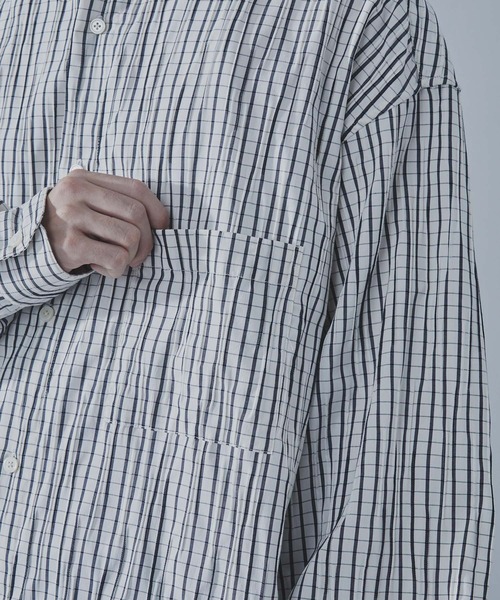SLICK（スリック）の「【SLICK/スリック】Stripe Tuck Jaquard Drawstring Regular Shirt/タックジャガードストライプドロストレギュラーカラーリラックスシャツ / クラシック（シャツ/ブラウス・メンズ・ホワイト/ブラック/ネイビー・3/2/1）」の13枚目の写真