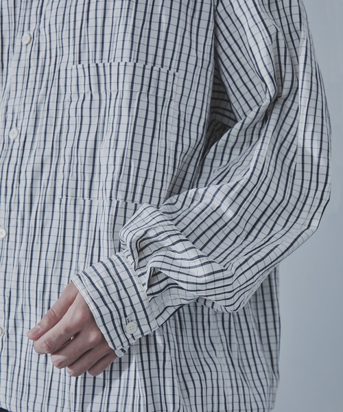 SLICK（スリック）の「【SLICK/スリック】Stripe Tuck Jaquard Drawstring Regular Shirt/タックジャガードストライプドロストレギュラーカラーリラックスシャツ / クラシック（シャツ/ブラウス・メンズ・ホワイト/ブラック/ネイビー・3/2/1）」の14枚目の写真