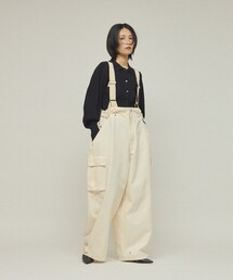 サロペット・オーバーオール・オールインワン hey life store  jumper skirt / white She's Closet サロペット オーバーオール フロントジップハイ