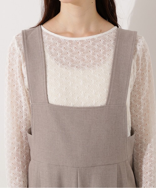 N.（N. Natural Beauty Basic）（エヌエヌナチュラルビューティーベーシック）の「ワイドストラップサロペット（サロペット/オーバーオール・レディース・ベージュ/チャコールグレー・MEDIUM）」の3枚目の写真