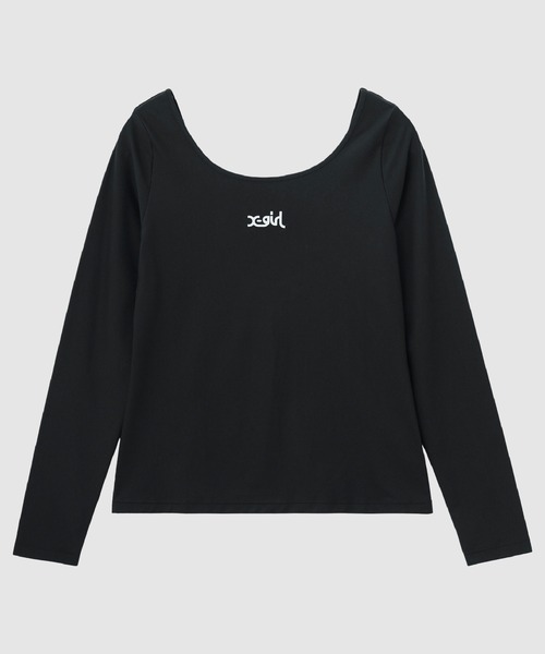 X-girl SPORTS(エックスガールスポーツ)の「BACK OPEN LS TOP(Tシャツ/カットソー・レディース・ブラック/ベージュ・MEDIUM/LARGE)」の2枚目の写真