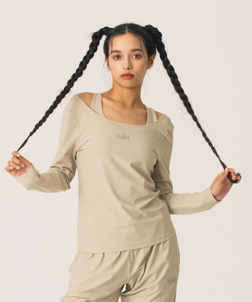 X-girl SPORTS(エックスガールスポーツ)の「BACK OPEN LS TOP(Tシャツ/カットソー・レディース・ブラック/ベージュ・MEDIUM/LARGE)」の13枚目の写真