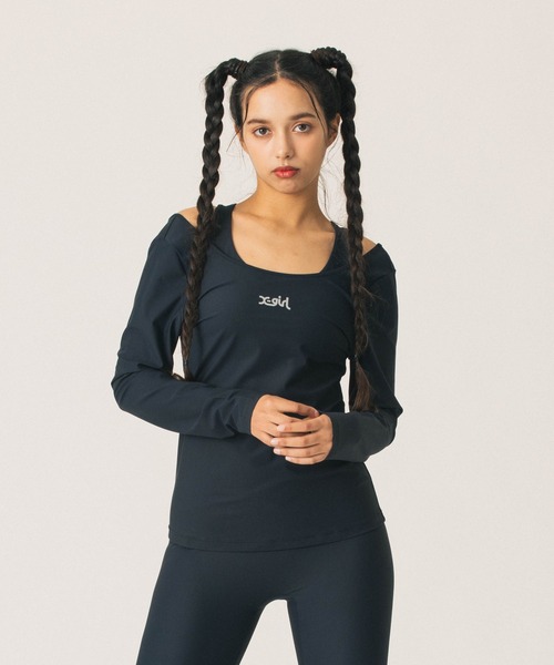 X-girl SPORTS(エックスガールスポーツ)の「BACK OPEN LS TOP(Tシャツ/カットソー・レディース・ブラック/ベージュ・MEDIUM/LARGE)」の3枚目の写真