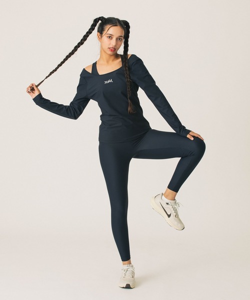X-girl SPORTS(エックスガールスポーツ)の「BACK OPEN LS TOP(Tシャツ/カットソー・レディース・ブラック/ベージュ・MEDIUM/LARGE)」の4枚目の写真