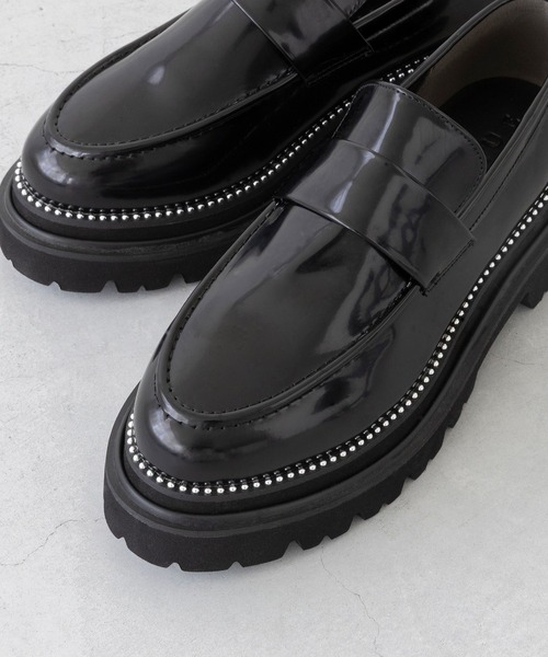 スタッズ トラックソール 厚底ローファー（ローファー）｜menue