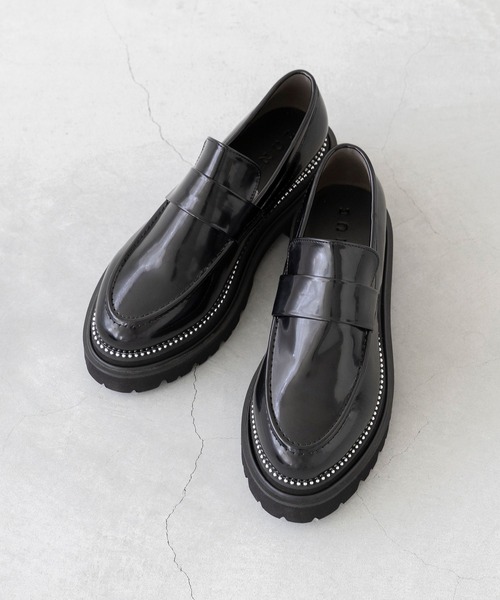 スタッズ トラックソール 厚底ローファー（ローファー）｜menue