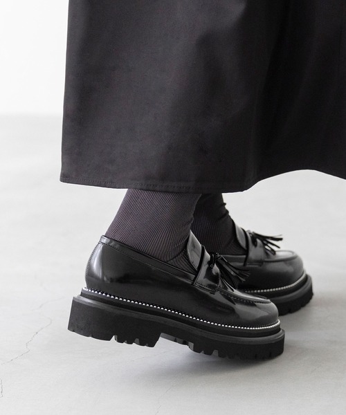 セール】スタッズ トラックソール 厚底ローファー（ローファー