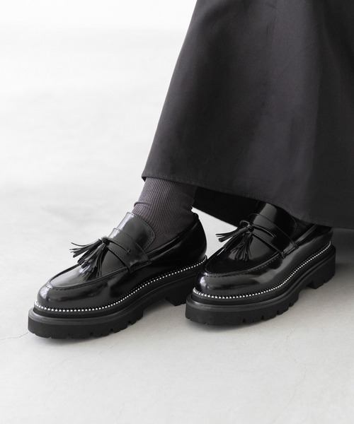 スタッズ トラックソール 厚底ローファー（ローファー）｜menue