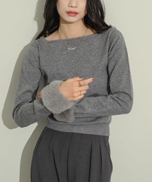 NEUNA（ヌナ）の「ファーカフスボートネックニット（ニット/セーター）」