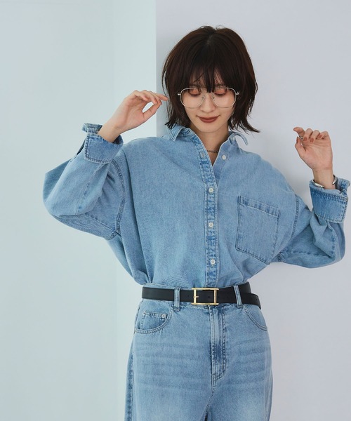 CROSS FUNCTION（クロスファンクション）の「《撥水》FRESH DENIM デニムシャツ【CROSS FUNCTION/クロスファンクション】（シャツ/ブラウス・レディース・サックスブルー/ホワイト/ネイビー・L/M/LL）」の11枚目の写真