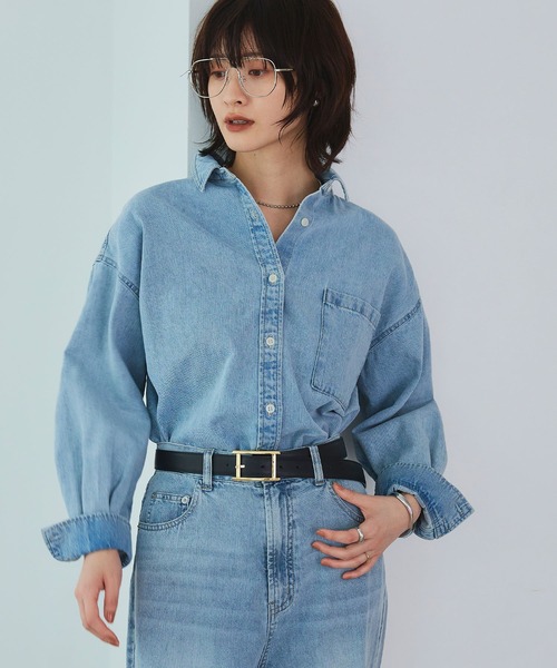 CROSS FUNCTION（クロスファンクション）の「《撥水》FRESH DENIM デニムシャツ【CROSS FUNCTION/クロスファンクション】（シャツ/ブラウス・レディース・サックスブルー/ホワイト/ネイビー・L/M/LL）」の13枚目の写真