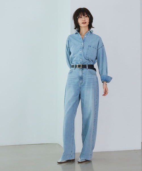 CROSS FUNCTION（クロスファンクション）の「《撥水》FRESH DENIM デニムシャツ【CROSS FUNCTION/クロスファンクション】（シャツ/ブラウス・レディース・サックスブルー/ホワイト/ネイビー・L/M/LL）」の19枚目の写真