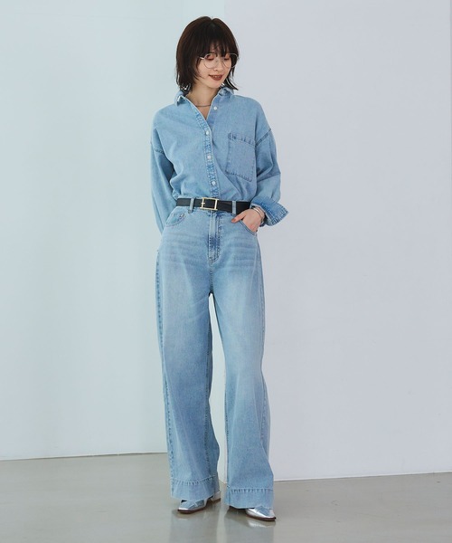 CROSS FUNCTION（クロスファンクション）の「《撥水》FRESH DENIM デニムシャツ【CROSS FUNCTION/クロスファンクション】（シャツ/ブラウス・レディース・サックスブルー/ホワイト/ネイビー・L/M/LL）」の20枚目の写真