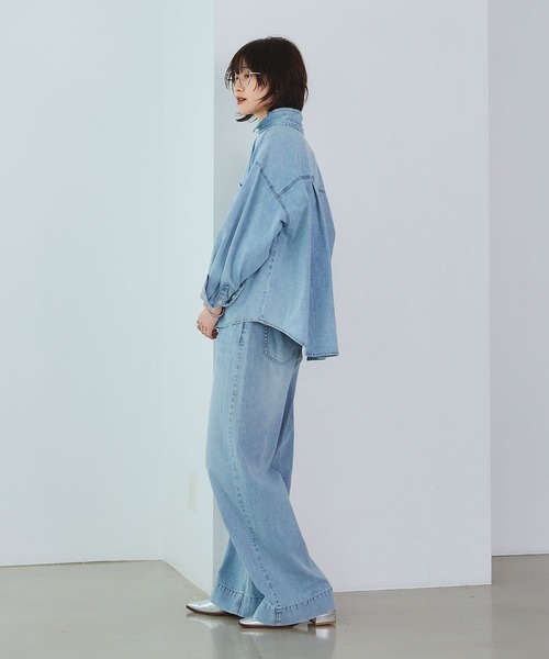 CROSS FUNCTION（クロスファンクション）の「《撥水》FRESH DENIM デニムシャツ【CROSS FUNCTION/クロスファンクション】（シャツ/ブラウス・レディース・サックスブルー/ホワイト/ネイビー・L/M/LL）」の17枚目の写真