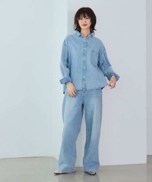 CROSS FUNCTION（クロスファンクション）の「《撥水》FRESH DENIM デニムシャツ【CROSS FUNCTION/クロスファンクション】（シャツ/ブラウス・レディース・サックスブルー/ホワイト/ネイビー・L/M/LL）」の14枚目の写真