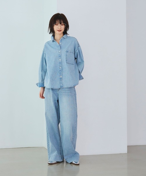 CROSS FUNCTION（クロスファンクション）の「《撥水》FRESH DENIM デニムシャツ【CROSS FUNCTION/クロスファンクション】（シャツ/ブラウス・レディース・サックスブルー/ホワイト/ネイビー・L/M/LL）」の15枚目の写真