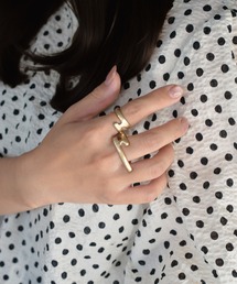 【earyear】Wave Frame Double Finger Ring