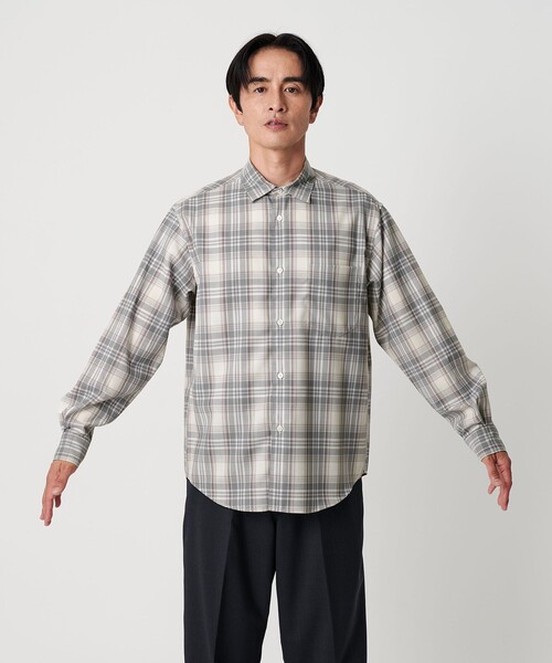 BEAUTY&YOUTH UNITED ARROWS(ビューティーアンドユースユナイテッドアローズ)の「尾州 TW チェック レギュラーシャツ FORM TAPERD型 ウォッシャブル MADE IN JAPAN(シャツ/ブラウス・メンズ・ネイビー/グレー系・S/M/L/XL)」の9枚目の写真