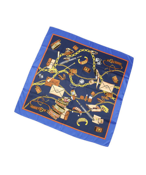 EDIT COLOGNE（エディットコロン）の「グッズ柄大判スカーフ（ストール/ショール・レディース・ネイビー/ブルー・ﾌﾘ-）」の4枚目の写真