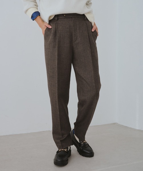 セール】スリートーンツイードテーパードパンツ/セットアップ対応