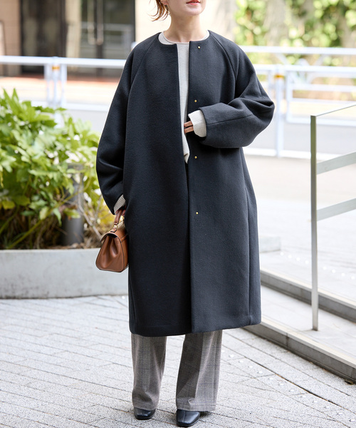 Spick & Span（スピックアンドスパン）の「S160ビーバーノーカラーコート（ノーカラーコート・レディース・チャコールグレー/ブラック・36/38）」の6枚目の写真