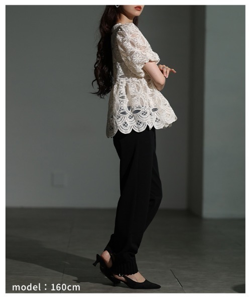 Sawa a la mode（サワアラモード）の「総レースパフスリーブペプラムブラウス（シャツ/ブラウス・レディース・オフホワイト・FREE）」の13枚目の写真
