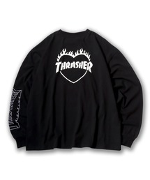 THRASHER(スラッシャー)ハートモチーフ刺繍 プリント 袖プリント ロンT メンズ レディース ユニセックス