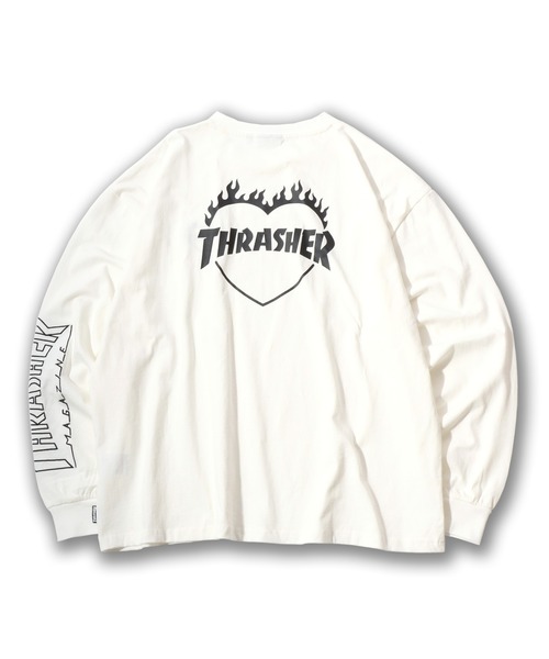 THRASHER(スラッシャー)の「THRASHER(スラッシャー)ハートモチーフ刺繍 プリント 袖プリント ロンT メンズ レディース ユニセックス(Tシャツ/カットソー・メンズ・アッシュグレー/ホワイト/ブラウン/ブラック・XL/L/M)」の6枚目の写真