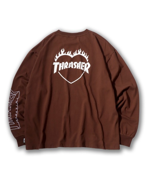 THRASHER(スラッシャー)の「THRASHER(スラッシャー)ハートモチーフ刺繍 プリント 袖プリント ロンT メンズ レディース ユニセックス(Tシャツ/カットソー・メンズ・アッシュグレー/ホワイト/ブラウン/ブラック・XL/L/M)」の18枚目の写真