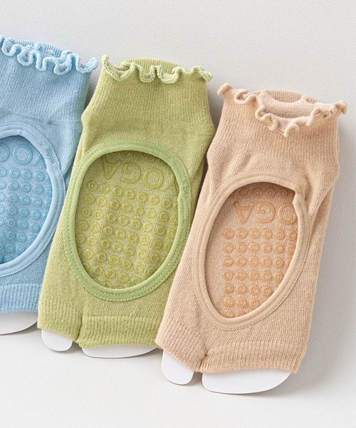 ammy.(エイミードット)の「【 ammy. / エイミードット 】 滑り止め付き フリル フットカバー ソックス / ヨガ フィットネス(ソックス/靴下・レディース・パープル/グリーン/ブルー/ベージュ/ホワイト/ブラック・FREE)」の3枚目の写真