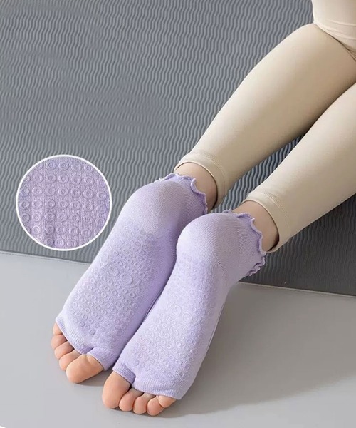 ammy.(エイミードット)の「【 ammy. / エイミードット 】 滑り止め付き フリル フットカバー ソックス / ヨガ フィットネス(ソックス/靴下・レディース・パープル/グリーン/ブルー/ベージュ/ホワイト/ブラック・FREE)」の9枚目の写真