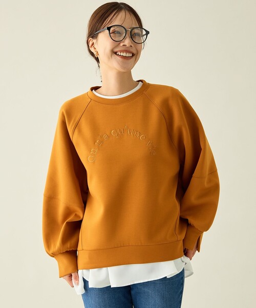 ANY(エニィ)の「ロゴ刺繍ダンボールトレーナー(スウェット・レディース・ワイン系/グレー系/イエロー系/ブラック系/アイボリー系・F)」の4枚目の写真