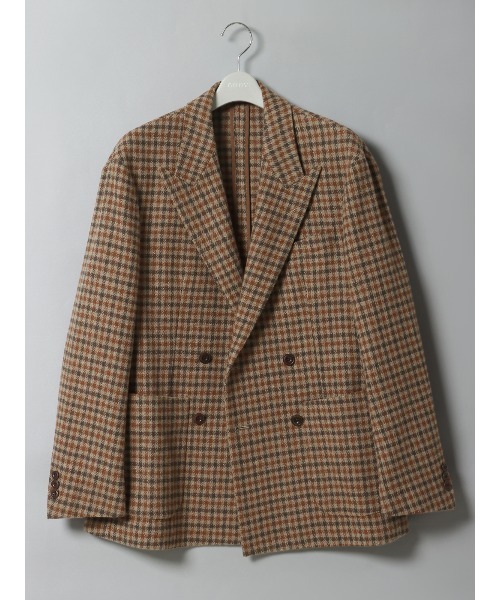 GOOVI ダブルブレストジャケット ヘビーウール杢カルゼ ブラウン ジャケット テーラードジャケット GOOVI ダブルブレストジャケット