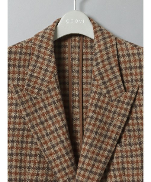 SUIT SQUARE(スーツスクエア)の「GOOVI ダブルブレストジャケット ウールソフトツイード ガンクラブチェック(テーラードジャケット・メンズ・ベージュ系・1/2/3)」の5枚目の写真