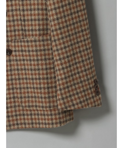 SUIT SQUARE(スーツスクエア)の「GOOVI ダブルブレストジャケット ウールソフトツイード ガンクラブチェック(テーラードジャケット・メンズ・ベージュ系・1/2/3)」の7枚目の写真
