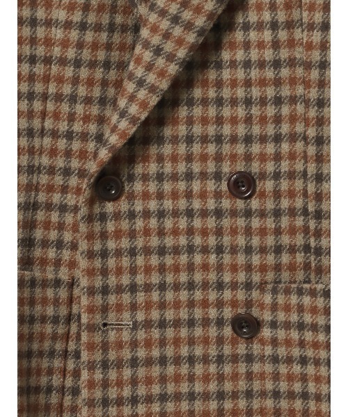 SUIT SQUARE(スーツスクエア)の「GOOVI ダブルブレストジャケット ウールソフトツイード ガンクラブチェック(テーラードジャケット・メンズ・ベージュ系・1/2/3)」の8枚目の写真