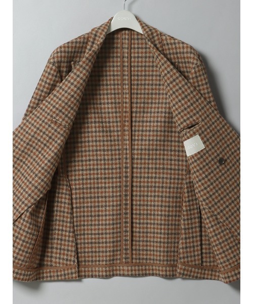 SUIT SQUARE(スーツスクエア)の「GOOVI ダブルブレストジャケット ウールソフトツイード ガンクラブチェック(テーラードジャケット・メンズ・ベージュ系・1/2/3)」の9枚目の写真