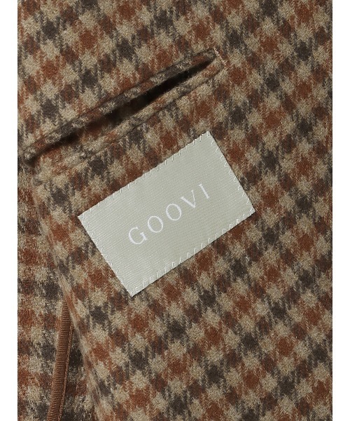 SUIT SQUARE(スーツスクエア)の「GOOVI ダブルブレストジャケット ウールソフトツイード ガンクラブチェック(テーラードジャケット・メンズ・ベージュ系・1/2/3)」の10枚目の写真