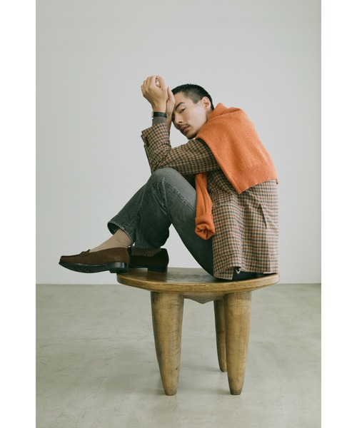 セール】GOOVI ダブルブレストジャケット ウールソフトツイード ガン