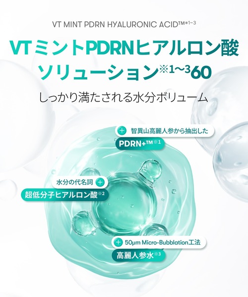 VT PDRN+ ヒアルロン酸 ミントマイクロバブルセラム (70ml)（美容液