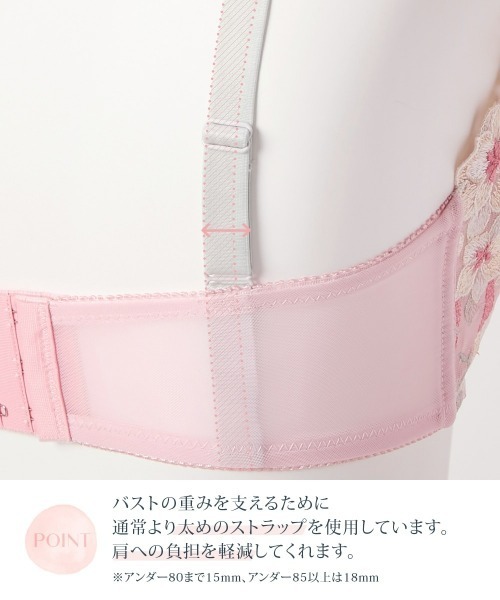 Nissen glamor（ニッセングラマー）の「【大きい胸】高嶺のノンワイヤーブラジャー 脇高 プレミアム アンティークフラワー（D85～F100）（ブラジャー・レディース・ベージュ/ピンク・E85/F85/E90/E95/F90/E100/F95/F100/D100/D90/D85/D95）」の7枚目の写真