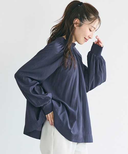 coca(coca)(コカ)の「バックリボンサテンブラウス(シャツ/ブラウス・レディース・ネイビー/ピンク・L/M)」の2枚目の写真