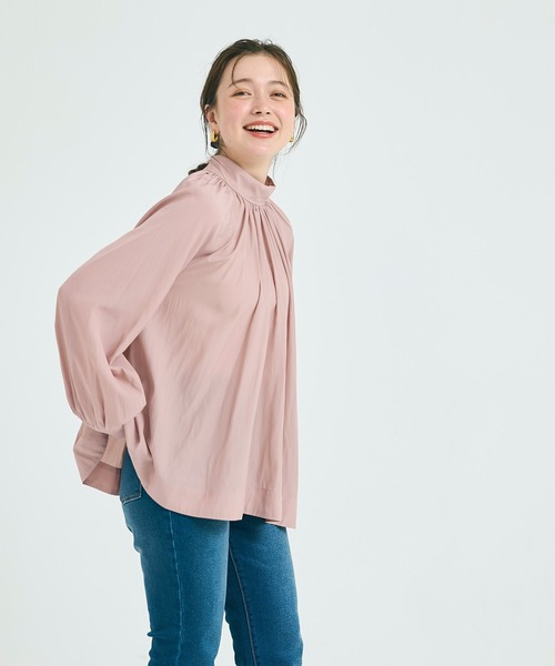 coca(coca)(コカ)の「バックリボンサテンブラウス(シャツ/ブラウス・レディース・ネイビー/ピンク・L/M)」の7枚目の写真