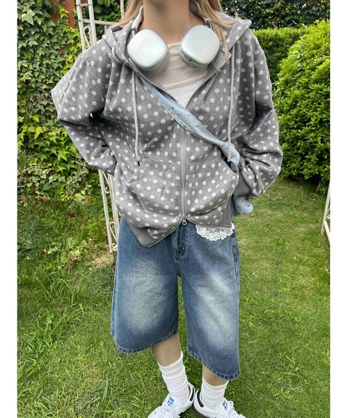 WC（ダブル シー）の「《秋冬新作★》ドットジャガードビッグバーカー（パーカー・レディース・グレー/ブラック・FREE）」の11枚目の写真