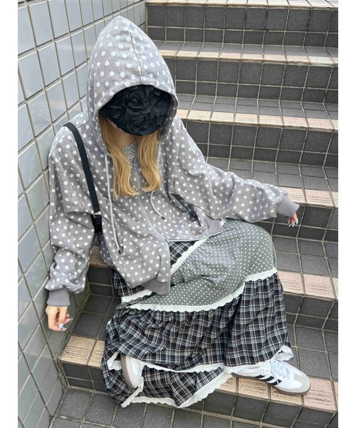 WC（ダブル シー）の「《秋冬新作★》ドットジャガードビッグバーカー（パーカー・レディース・グレー/ブラック・FREE）」の16枚目の写真